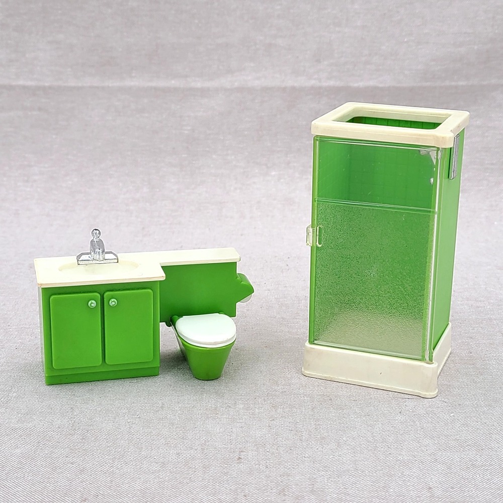 VTV Fisher Price Decorator Set 253 Toy Dollhouse Bathroom Shower & Sink/Toilet
